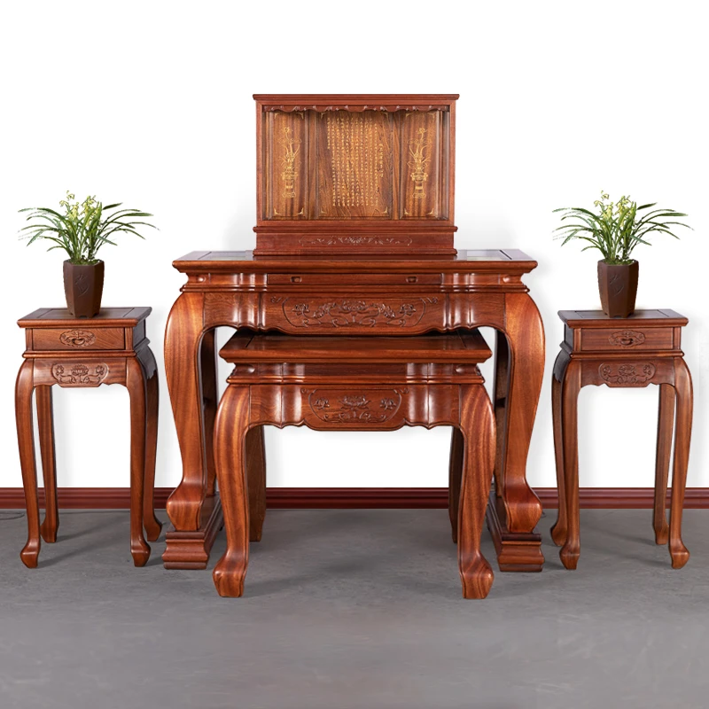 新中式全实木宗案桌家用客厅雕花案桌中堂如意大贡桌龛桌家里供桌