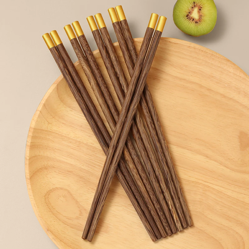 鸡翅木红檀木筷子福字筷无漆无蜡家用高档实木中式筷5双10双装
