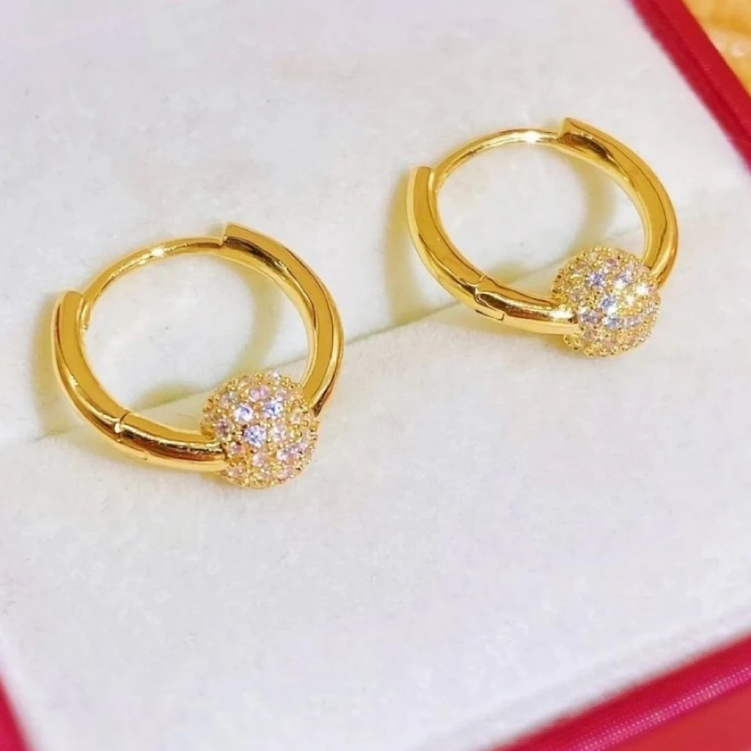 【双生恋】 ［小星球］时尚女士耳环精致镶嵌圈圈经典-448