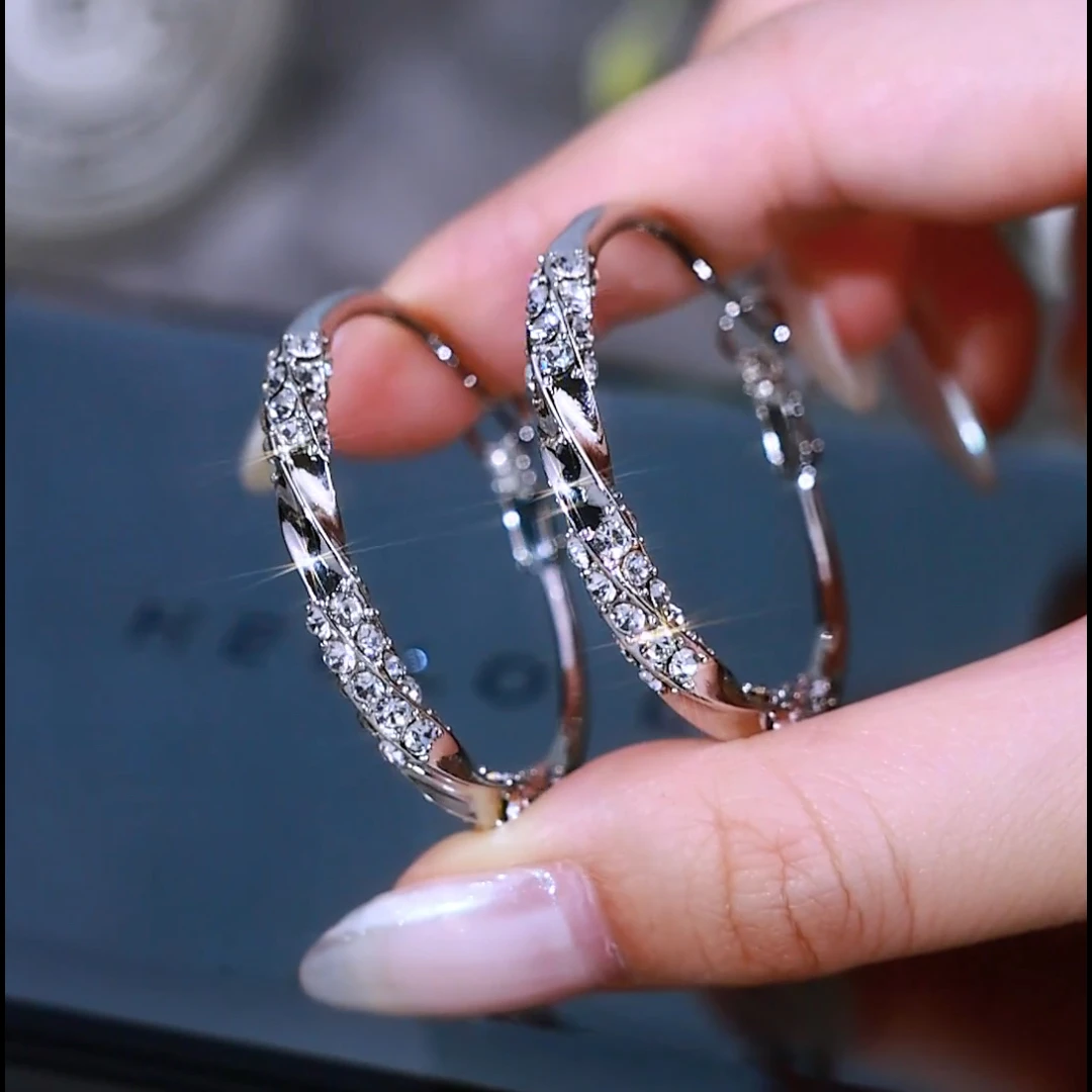 925银针耳环 夏日银色闪圈时尚气质耳饰-7号