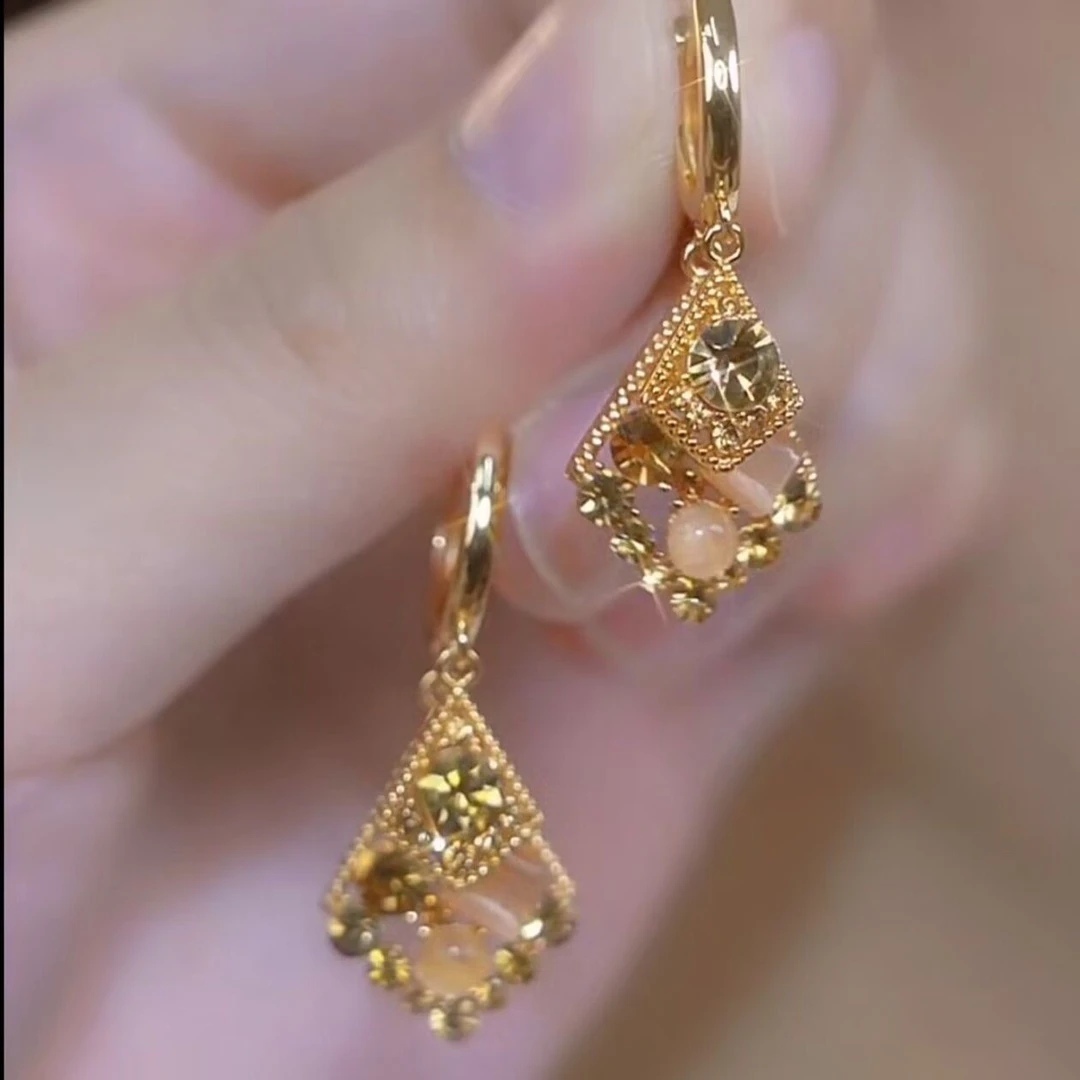 【双生恋】   双层菱形高级轻奢气质耳饰-643