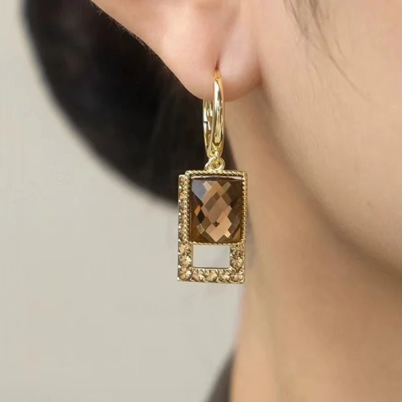 925银针耳饰 新款方形耳环女复古轻奢时尚高级感耳饰-154