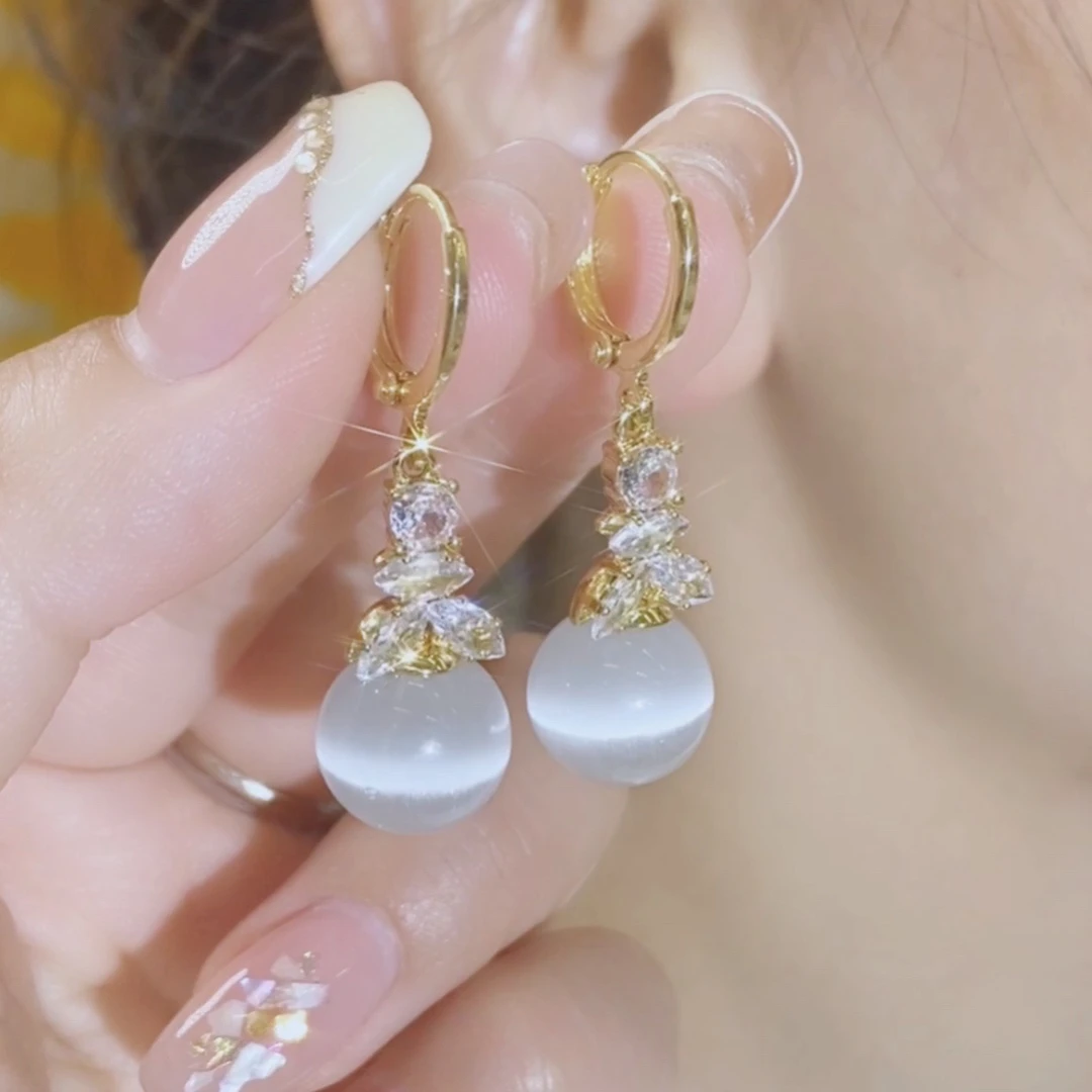 925银针耳饰合成锆石耳饰 夏季新款文艺-568