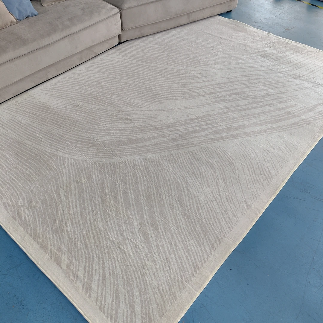 仿羊绒BY1448【奶油痕迹】奶油风客厅地毯北欧大宽幅浅色极简地毯