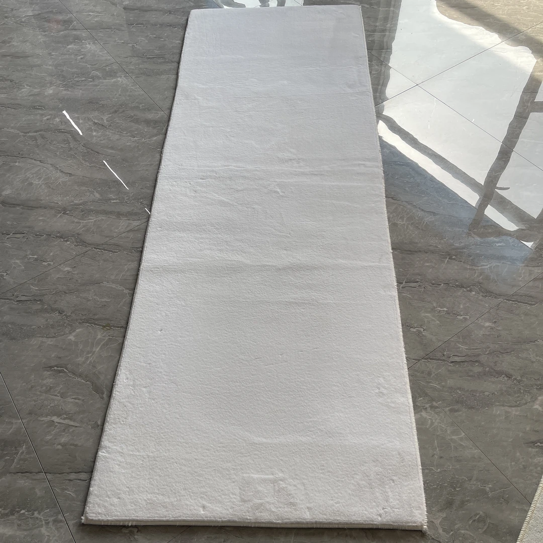 【微瑕疵】仿兔绒白色长条卧室床边毛毯柔软加厚长绒飘窗简约地毯