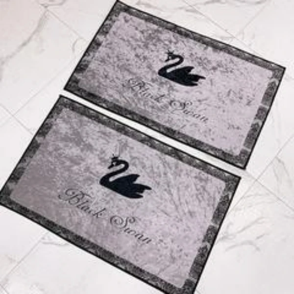 金钻绒【灰底黑天鹅】简约北欧现代入户卧室床边衣帽间地毯