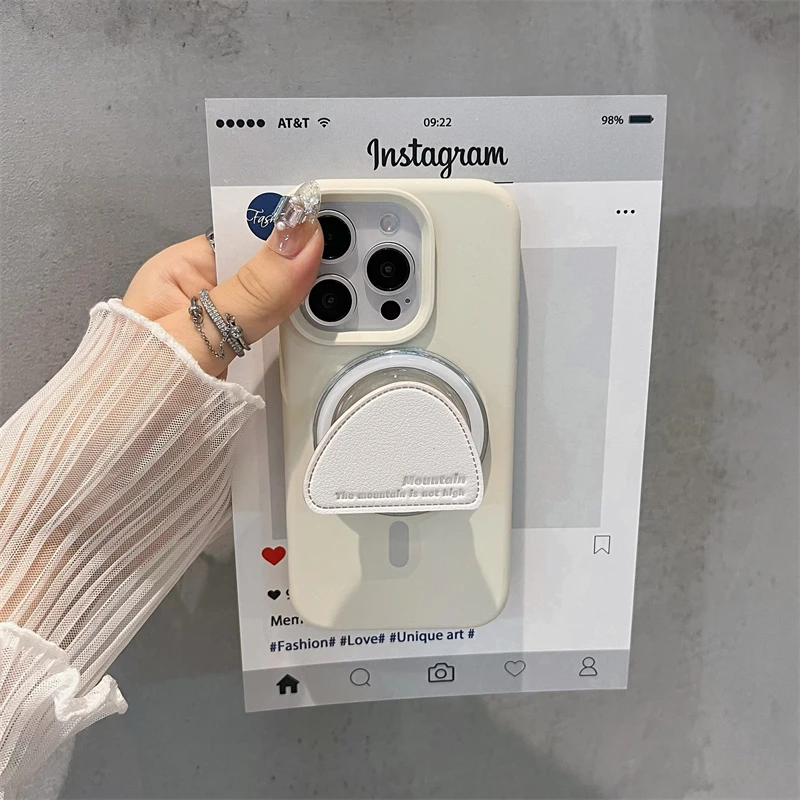 强磁吸液态硅胶适用苹果15手机支架壳iPhone14ProMax防摔全包13女