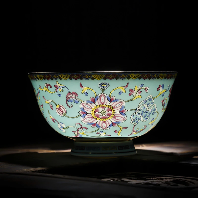 景德镇碗陶瓷米饭碗珐琅彩家用吃饭碗金边奢华面碗汤碗防烫小碗