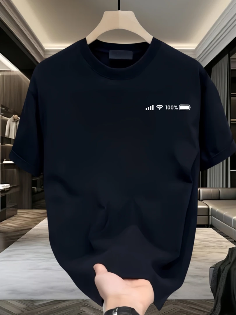 【新款高品质】短袖t恤男潮牌衣服纯棉白体恤上衣修身圆领半袖男款