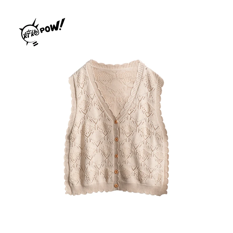 灯小炮设计感宽松背心马甲开衫毛衣镂空披肩针织衫时尚百搭202452