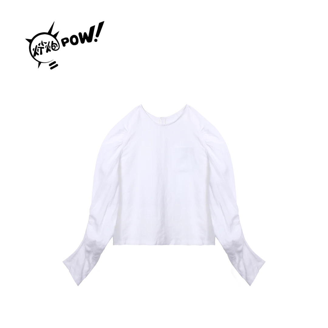 灯小炮白色百搭简约长袖202453