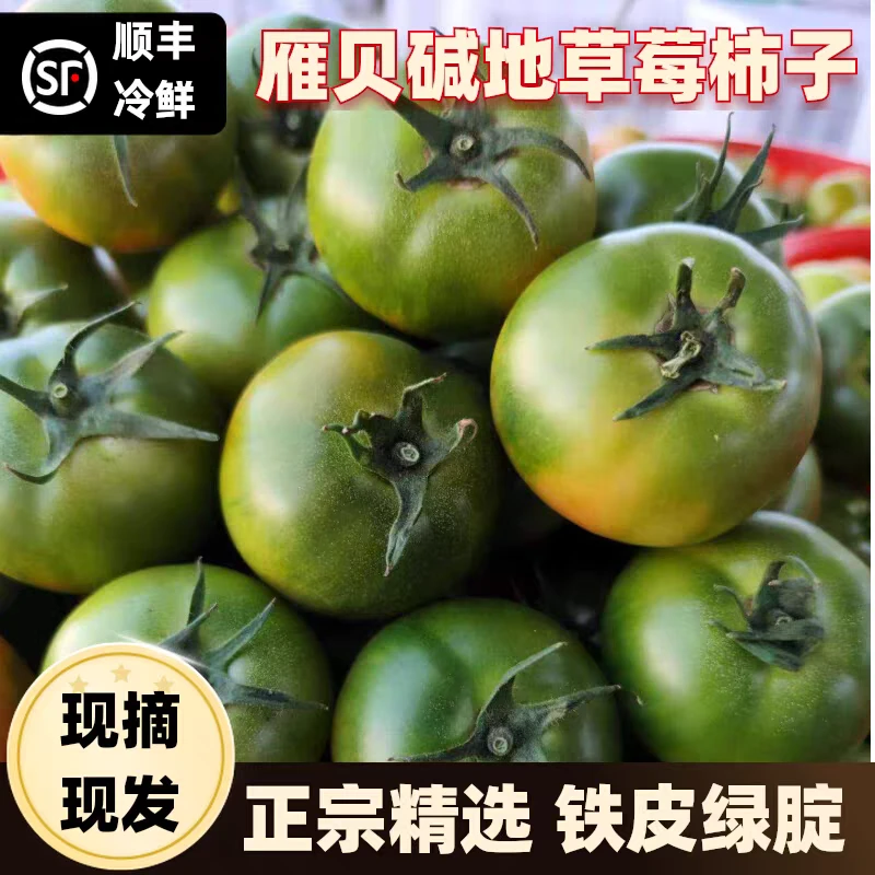 顺丰雁贝盐碱铁皮柿子地绿腚柿子农家自然熟生吃草莓柿子水果番茄