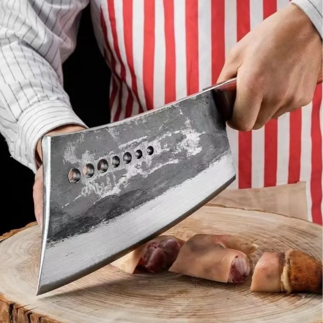 周管家【七星斩骨刀】纯手工锻打加厚加重斩猪牛大骨刀具商用家用