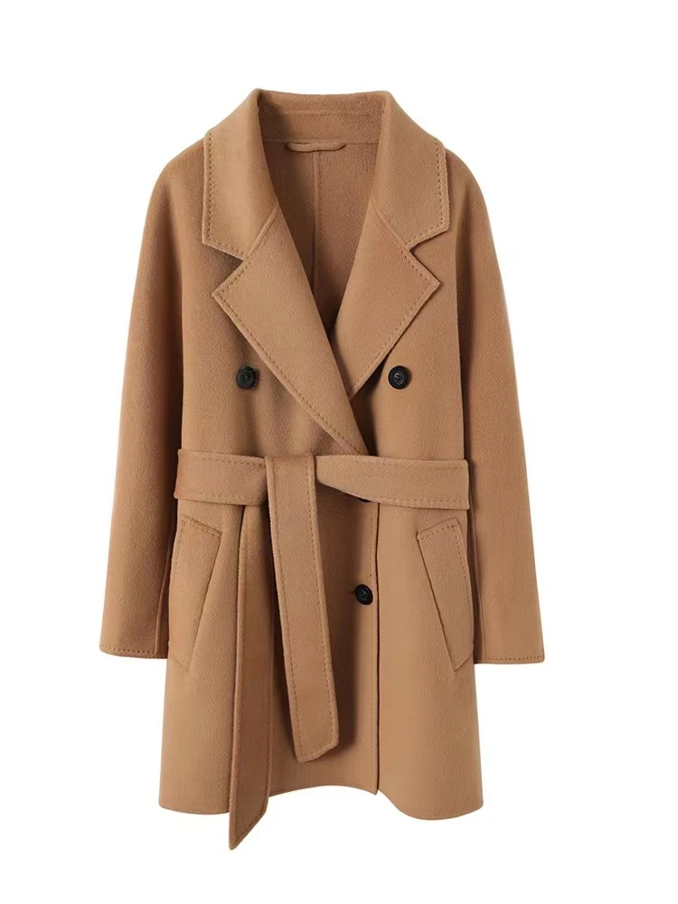 100山羊绒101801双面纯羊绒短款小个子大衣女士短款大衣