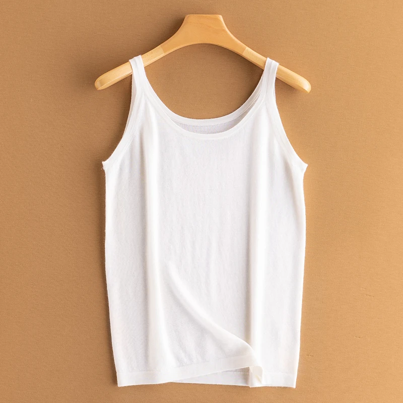 68支精纺山羊绒吊带背心简约纯色 女背心打底 夏季百搭透气宽松