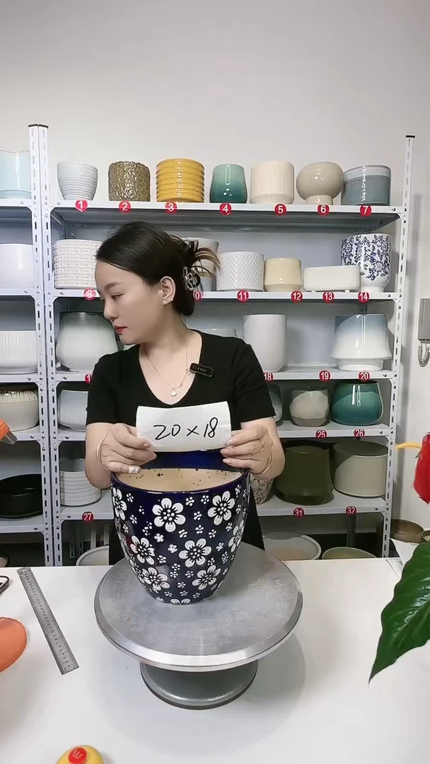 【闪购商品】陶瓷20CM以下中号蓝梅花20*18