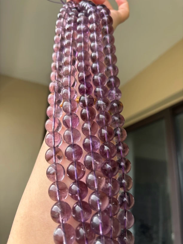 天然A级巴西紫黄水晶14mm圆珠半成品半条一条拍两份