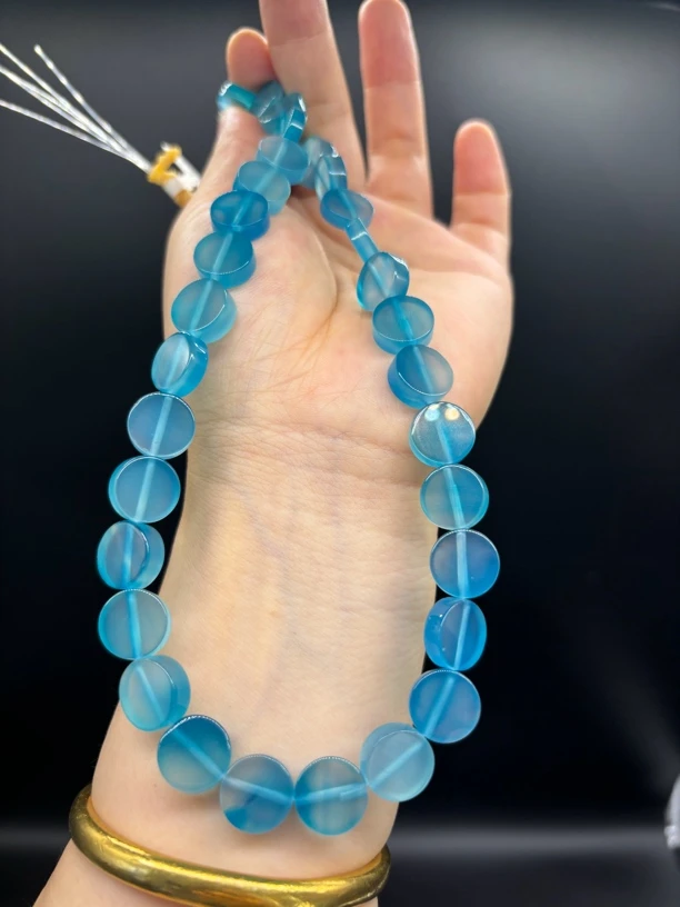 天然双A级巴西玛瑙圆饼12*4mm半成品一条约40cm