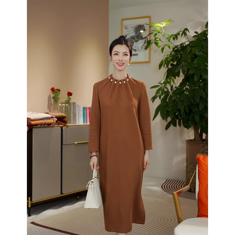 【七景超级太太】2024新款秋冬设计连衣裙女款高档连衣裙 SL24231