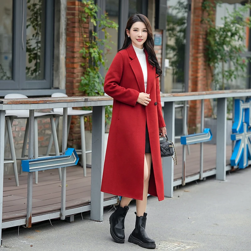 【张晓晓 女神】2024秋冬新款双面羊毛大衣修身款小个子L