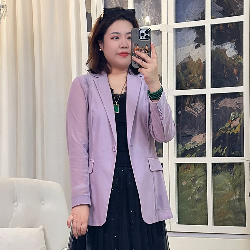 【防晒西服】录途大码女装2024新款220斤胖m显瘦百搭时尚气质外套