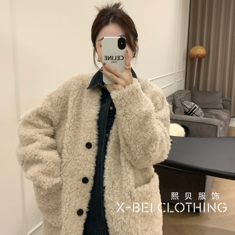 【只出不进-浮浮款】欧货冬季时尚气质加厚羊毛中长款外套 S6105