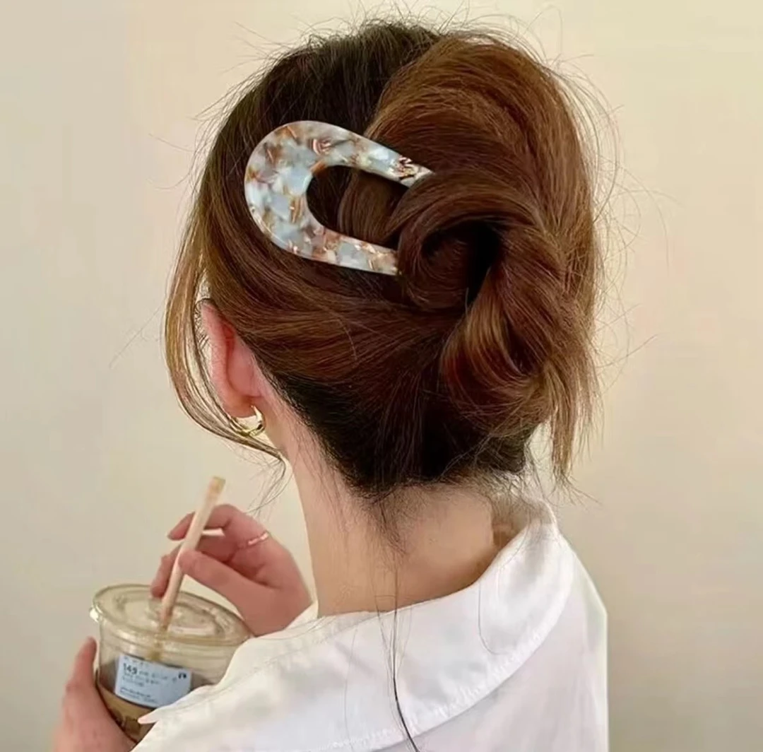 中式U形醋酸发簪女简约现代高级感新中式百搭日常古风盘发簪