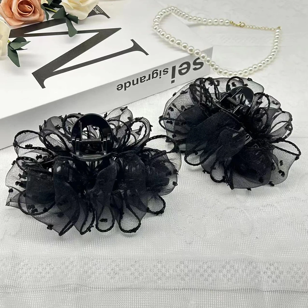 新款黑色超仙泡泡云朵抓夹女夏天气质百搭盘发夹子蓬松时尚鲨鱼夹