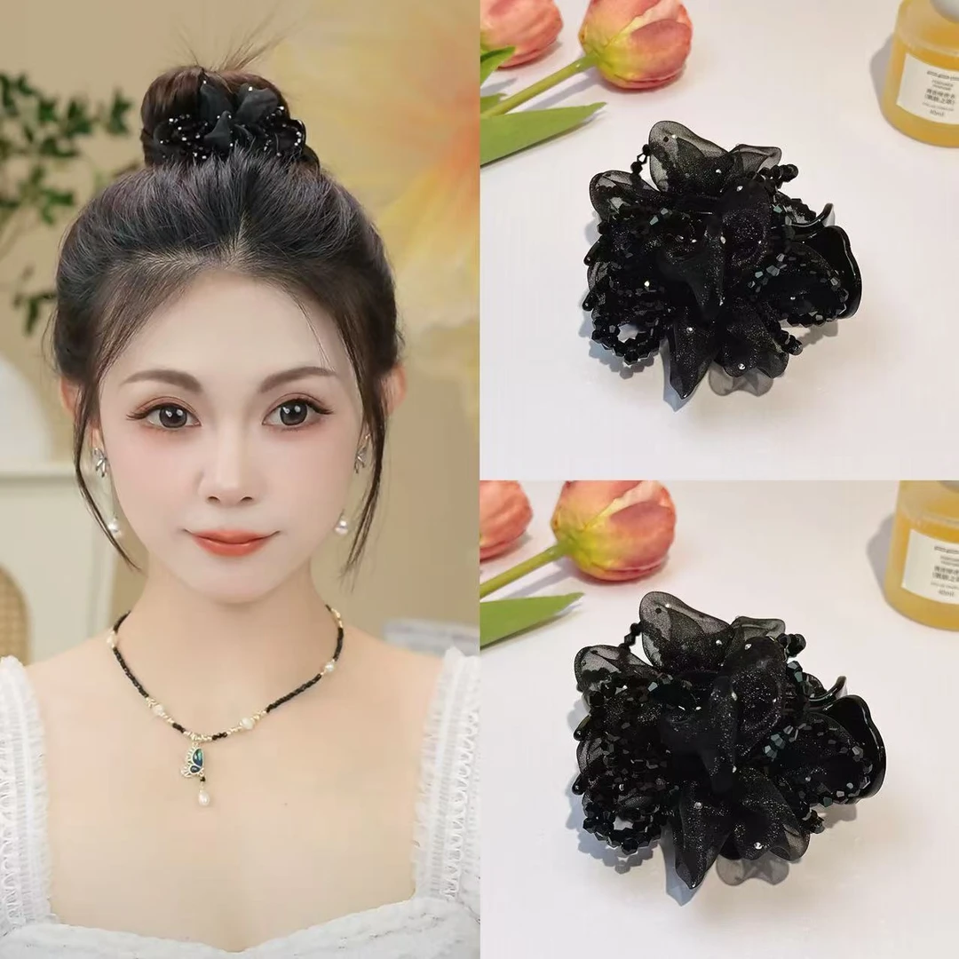 【和风】简约优雅感气质网纱丸子抓夹