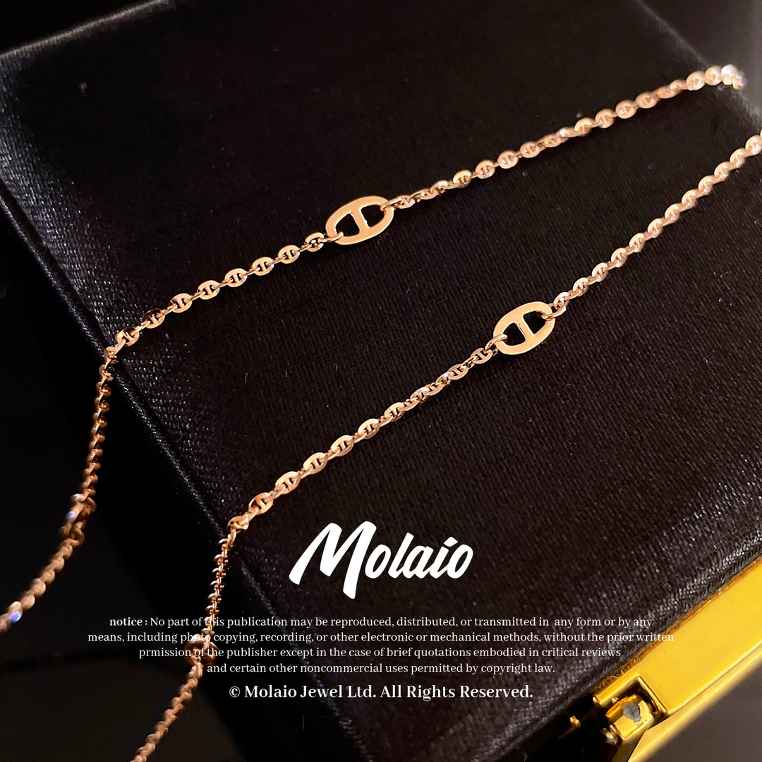 【猪鼻子】18K金素金项链配链XV L224