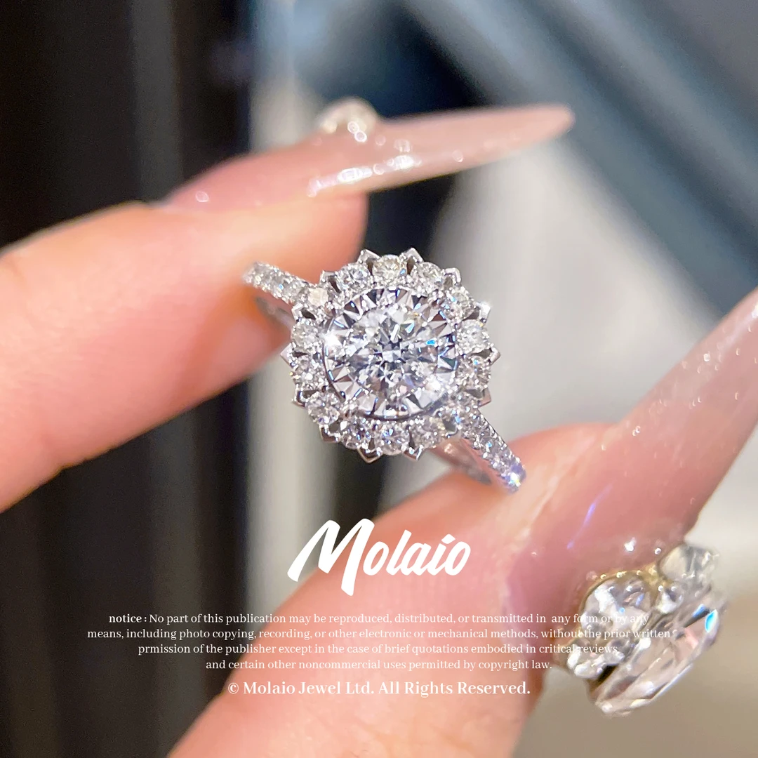 【天然钻石】【主钻30分】【雪花钻戒】18K金戒指女戒轻奢XV L015