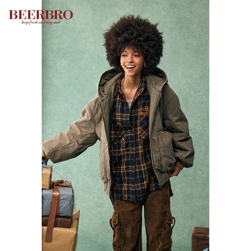 BZ24DJT617-1ST 美式休闲街头毛须肌理感格子衬衫