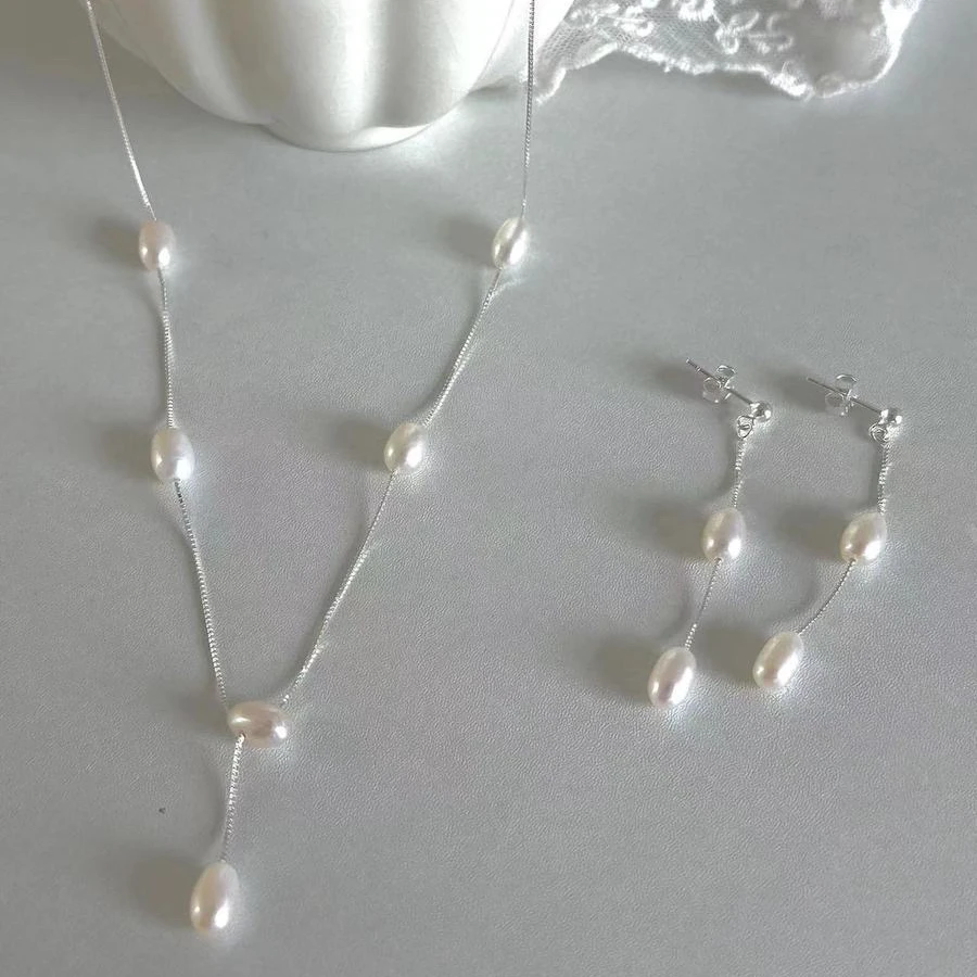 坠链均925银仿珍珠 MeDo轻奢时尚瑶池人鱼泪珠珠项链（38+5）素款