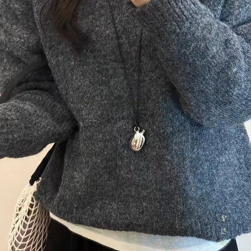 铜合金皮质吊坠 MeDo黑皮绳水瓶吊坠长款毛衣链实心高级感(116)