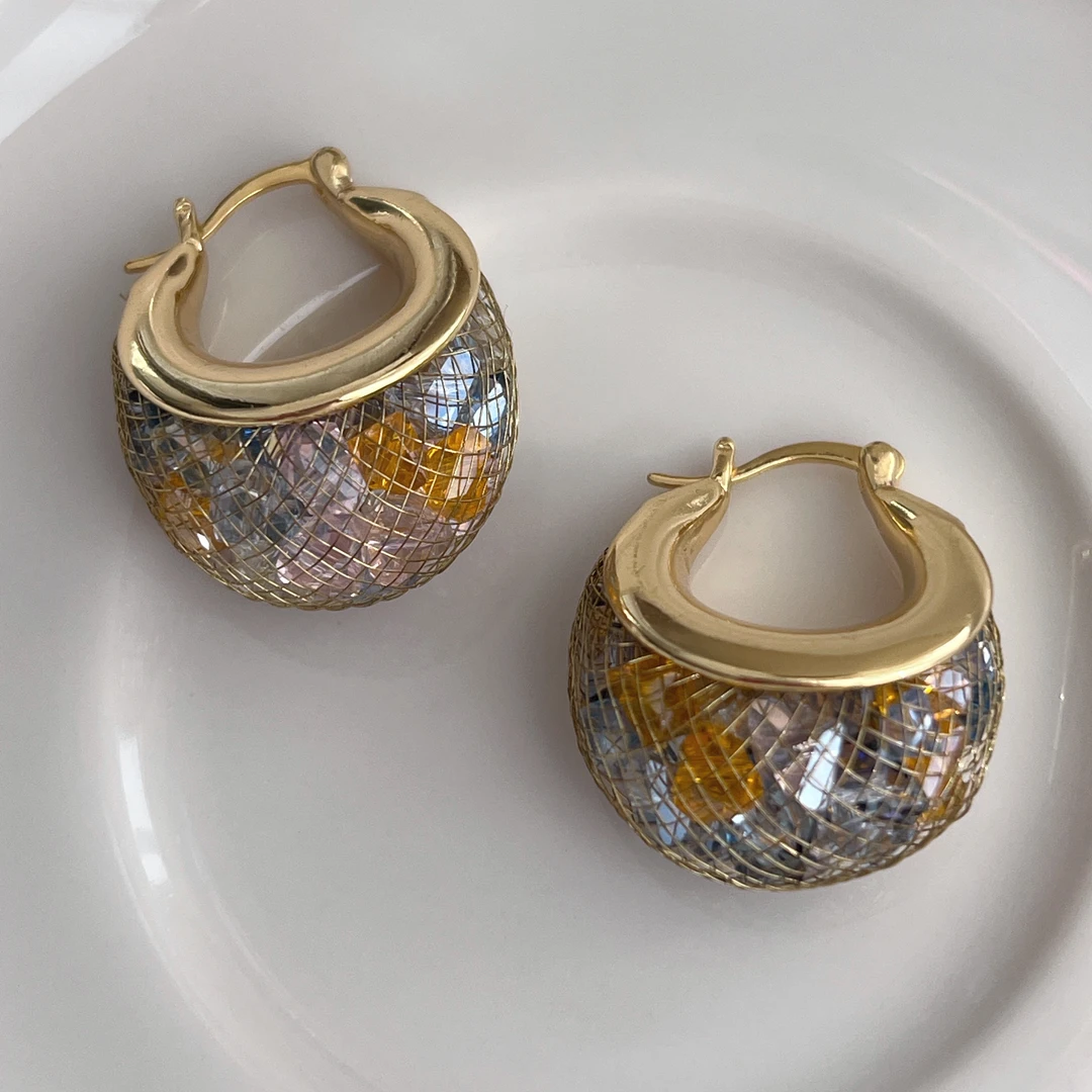 铜合金耳饰 MeDo彩色镂空复古设计感耳环