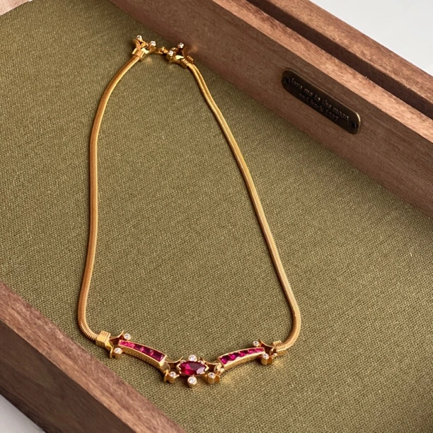 铜合金仿水晶项链 MeDo轻奢时尚法式浪漫复古轻奢（40）