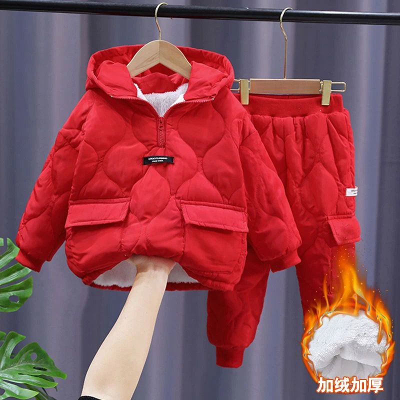 【双12活动】男女童冬季棉服两件套装加绒加厚保暖套装宝宝棉衣年服