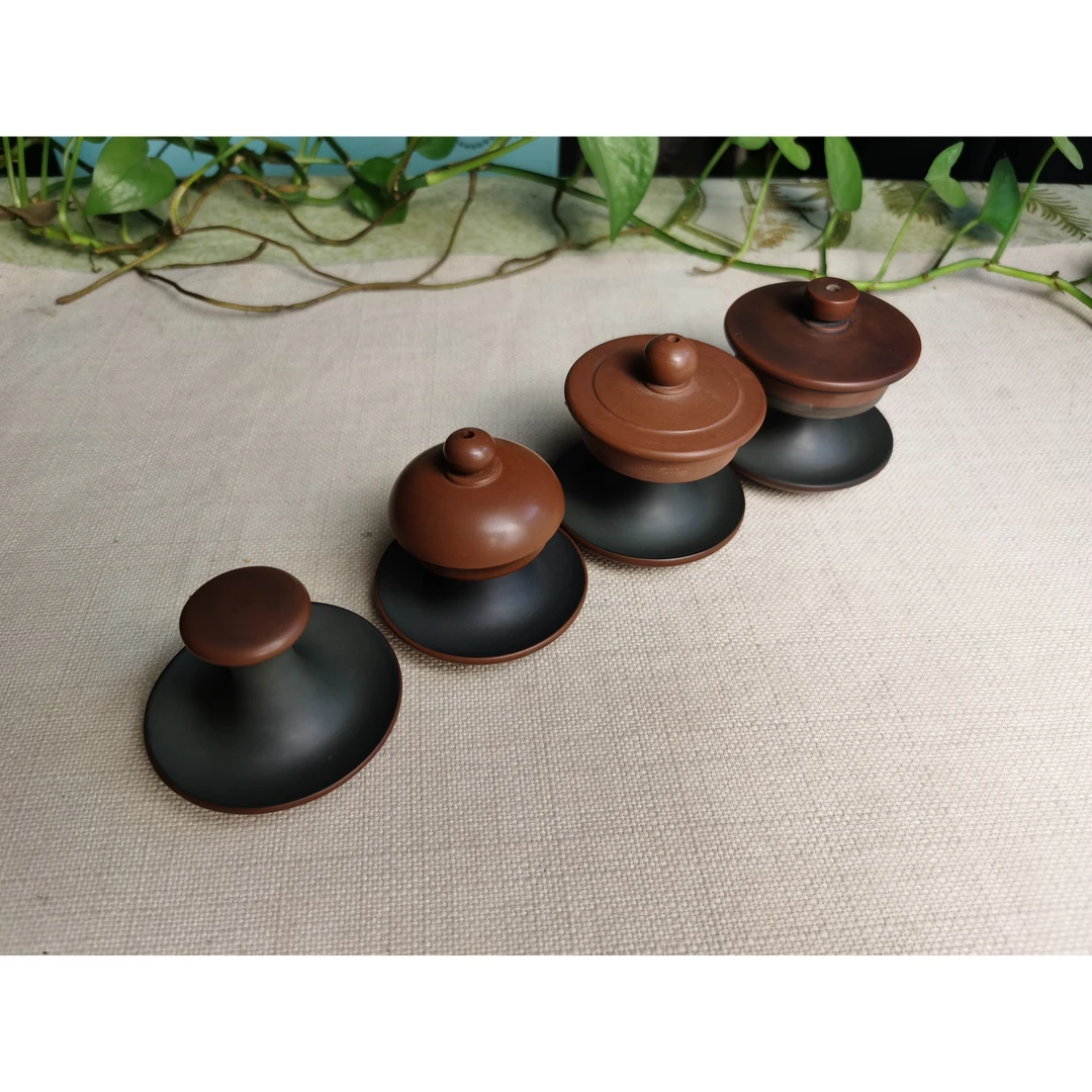 坭兴陶盖置光素盖托蘑菇云盖垫揽众山陶瓷壶承茶道小配件茶宠把件