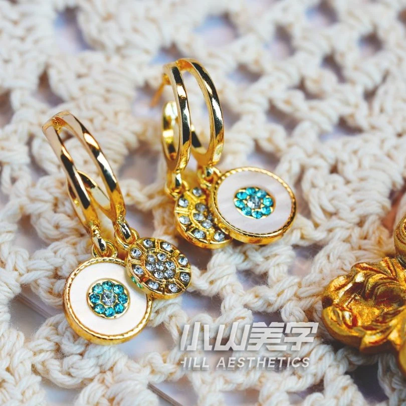 铜合金耳饰 A142锆石耳环女高级感小众气质森系耳坠耳饰S925银针