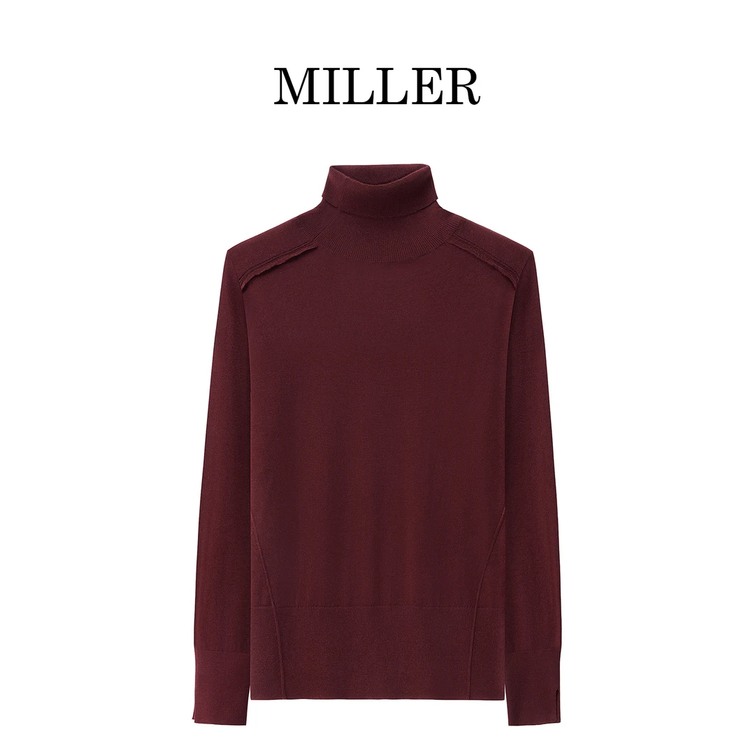 MILLER [相思]秋冬简约百搭纯色高领毛衣套头长袖针织上衣-3606