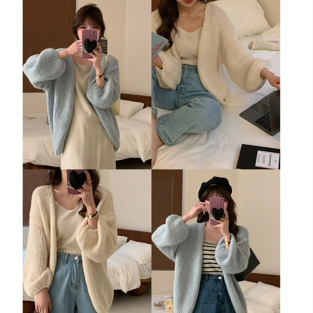 【知伊】慵懒风2025韩版新款气质外穿百搭开衫长袖针织衫厚款秋冬