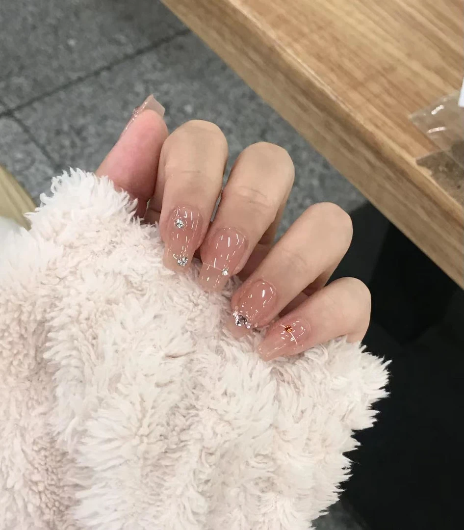 【流星碎月】ins裸色纯欲风纯手工穿戴式美甲贴片