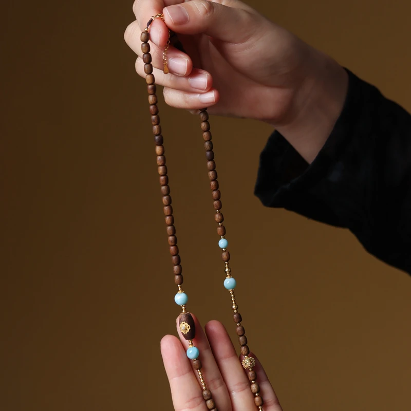 JH0061 加里曼丹沉香项链6mm木作文玩原创中式国风饰品【真心香馆】