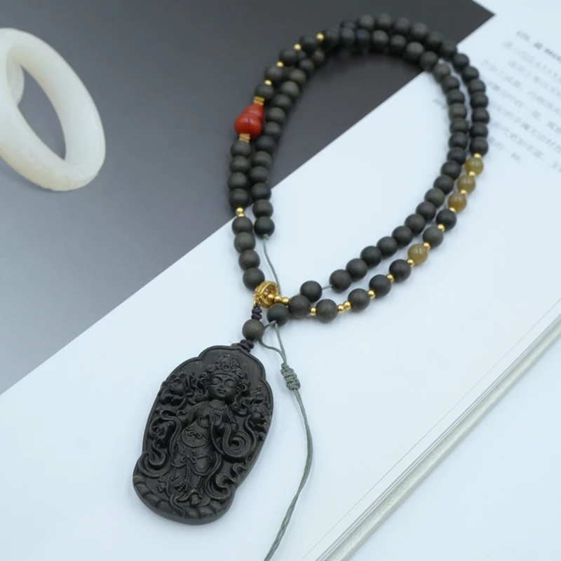 XL018 天然印度老山檀阴沉6mm项链- 和田玉*（烟光昼敛）【真心香馆】