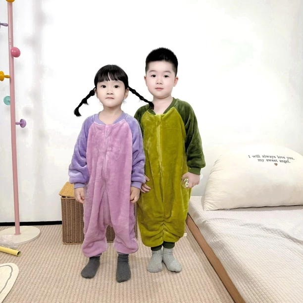 【奶fufu】加厚法兰绒连体睡衣男女宝宝秋冬季宝宝睡袋儿童家居服
