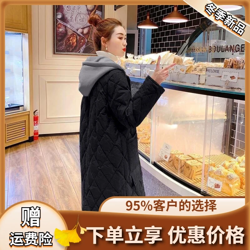 2023新款羽绒服冬季新款轻薄韩版时尚宽松大码休闲过膝保暖连帽羽