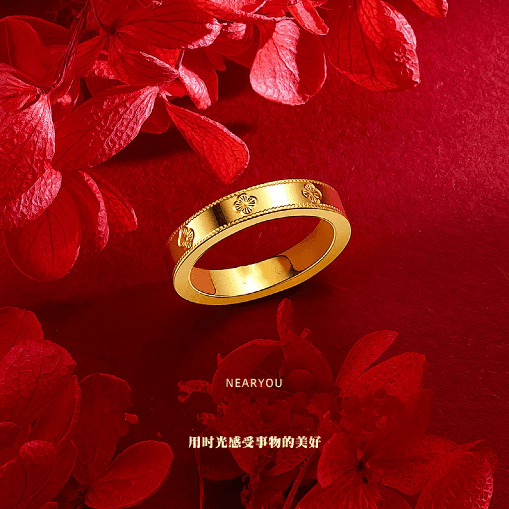 经典闭口对戒时尚四叶草戒指（情侣同款）