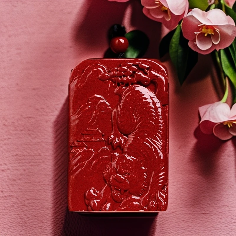 含辰砂工艺品正品朱砂紫金砂吊坠女挂件牌虎虎生威中国风项链男士