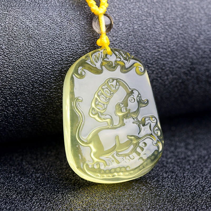 天然黄水晶十二生肖吊坠属鼠牛虎兔龙蛇马羊猴鸡狗猪项链饰品男女
