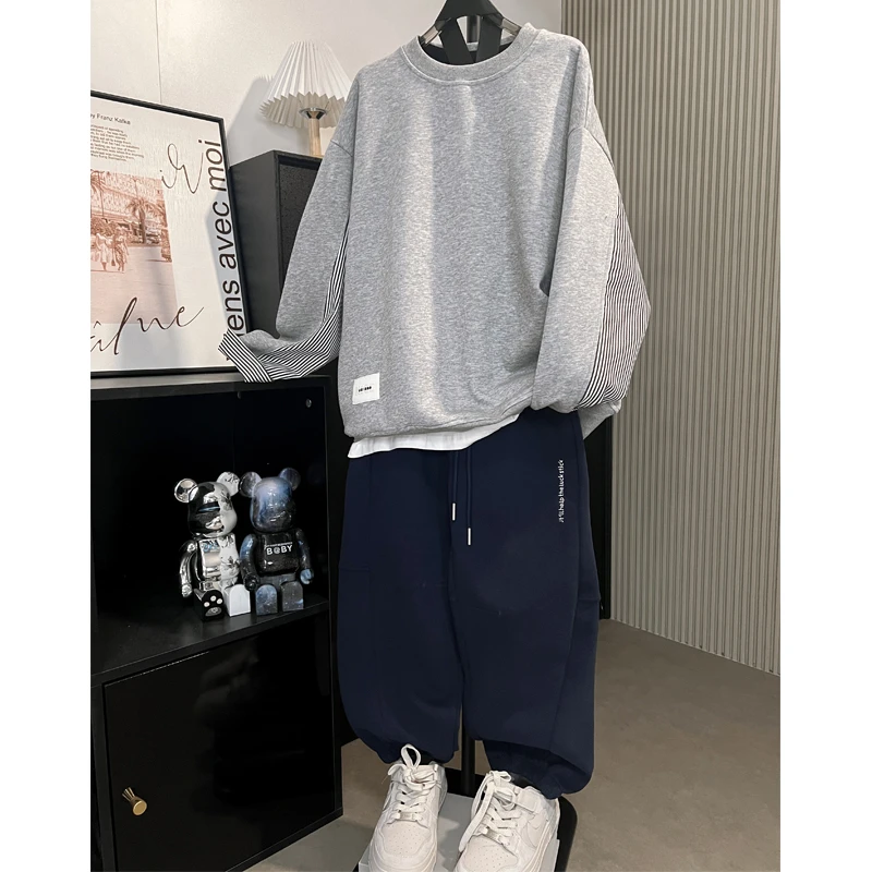 现货【韩拓童品】男童卫衣2024新款中大童秋装长袖假两件男孩宽松潮